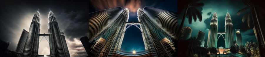 The Petronas Towers Kuala Lumpur Malaysia: Die höchsten Gebäude Südostasiens und ein Symbol für die wirtschaftliche Macht Malaysias. (c) 2023 Midjourney AI, Lizenz: CC BY-NC 4.0