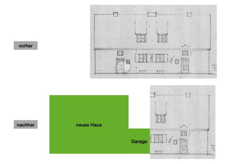 Bild zum BAU-Forumsbeitrag: Doppelhaushälfte neu bauen  -  mit Garage dazwischen im Forum Bauplanung / Baugenehmigung