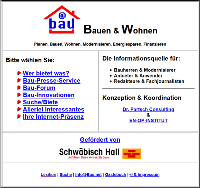 BAU.DE im Jahre 1995