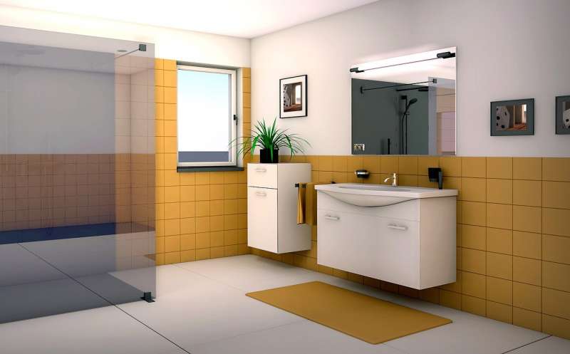 Bild: Minimalistisches Meisterwerk - Dieses Badezimmer überzeugt durch sein minimalistisches Design, klare Linien und eine raffinierte Farbpalette, die Ruhe und Modernität ausstrahlt