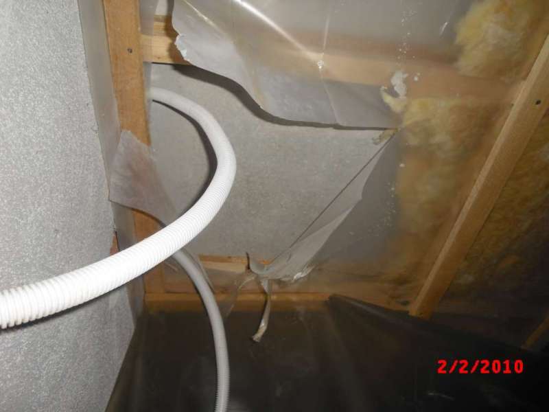 BAU.DE / BAU-Forum: 3. Bild zu Antwort "Feuchtigkeit Kellerdecke: Bilder zur Schadensanalyse" auf die Frage "Feuchtigkeit in Kellerdeckend&auml;mmung: Ursachen, Folgen & Sanierung bei Glasfaserwolle?" im BAU-Forum "Innenw&auml;nde"