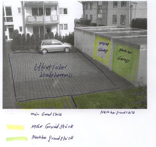 BAU.DE / BAU-Forum: 1. Bild zu Antwort "Erdkabel Verlauf: Flurkartenausschnitt zur Kl&auml;rung" auf die Frage "Erdkabel zur Garage verl&auml;uft &uuml;ber Nachbargrundst&uuml;ck: Schaden, Recht & Vorgehen?" im BAU-Forum "Installation: Elektro, Gas, Wasser, Fernw&auml;rme etc."