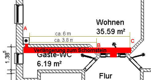BAU.DE / BAU-Forum: 1. Bild zu Frage "Wie weit darf ein Kaminofen vom Schornstein entfernt sein?" im BAU-Forum "Kamin und Kachelofen"