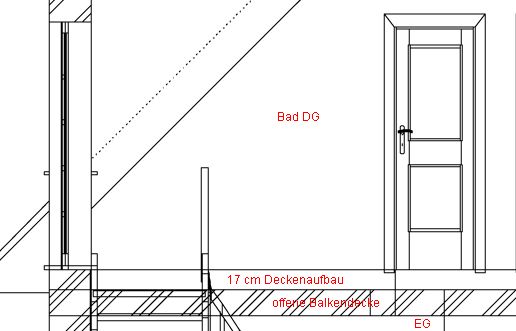 BAU.DE / BAU-Forum: 1. Bild zu Frage "Ebenerdige Dusche bei offener Holzbalkendecke? (Neubau)" im BAU-Forum "Sanitär, Bad, Dusche, WC"