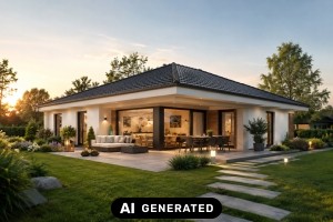 Der eigene Bungalow auf dem Grundst&uuml;ck und wie die Planung gelingt - Bild: KI-generiert / BAU.DE