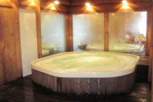 Ein Whirlpool ist ein spezielles Wasserbecken oder eine Badewanne, die mit Düsen ausgestattet ist, um Wasser und Luft mit hohem Druck zu vermischen und dadurch eine massierende Wirkung zu erzielen