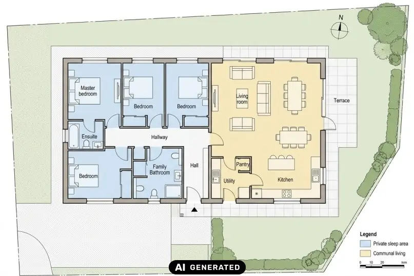 Die Raumaufteilung bezieht sich auf die Gestaltung, Organisation und Einteilung des Innenraums eines Geb&auml;udes oder einer Wohnung.