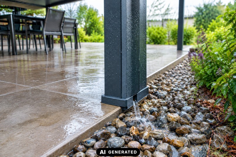Regenwasser am Pfostenfu&szlig;: Versickerung als L&ouml;sung f&uuml;r Terrassen&uuml;berdachungen