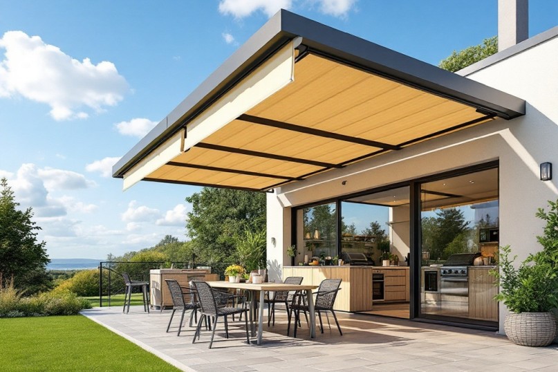 Eine Markise ist ein bewegliches oder fest montiertes Bauelement, das vor allem dazu dient, Außenbereiche wie Terrassen, Balkone oder Fenster vor direkter Sonneneinstrahlung und Witterungseinflüssen zu schützen.