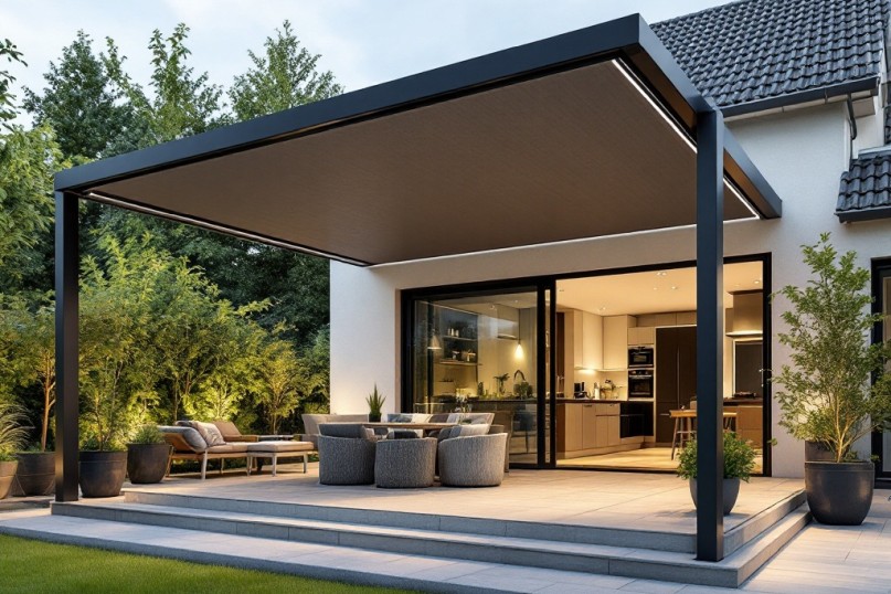 Eine Terrassenüberdachung sollte nicht nur funktional sein, sondern sich harmonisch in das Gesamtbild des Hauses einfügen