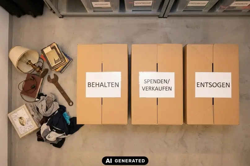 Keller entr&uuml;mpeln mit der 3-Kisten-Methode: Behalten, Spenden, Entsorgen