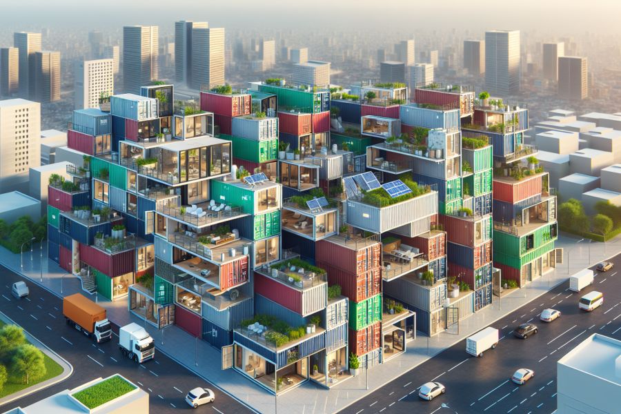 Container-Architektur bezeichnet die Praxis, gebrauchte Frachtcontainer zu Wohn-, Gewerbe- oder Industriebauten umzufunktionieren